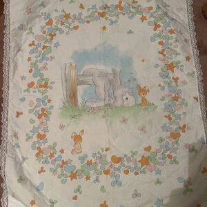 Adorable Baby Blanket with Animal Print Precious Moments gently used vintage